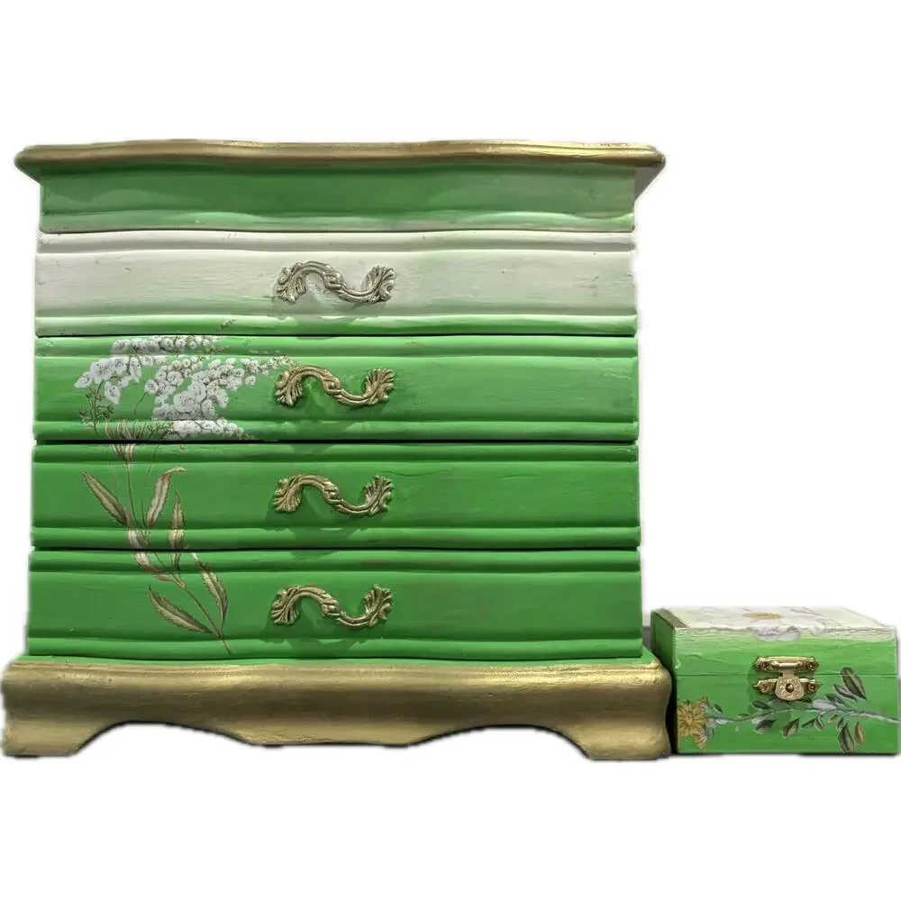 Upcycled Solid Wood Chest Jewelry Box with Bonus Trinket Box